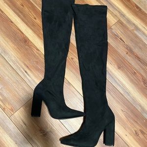 Thigh high suede boots